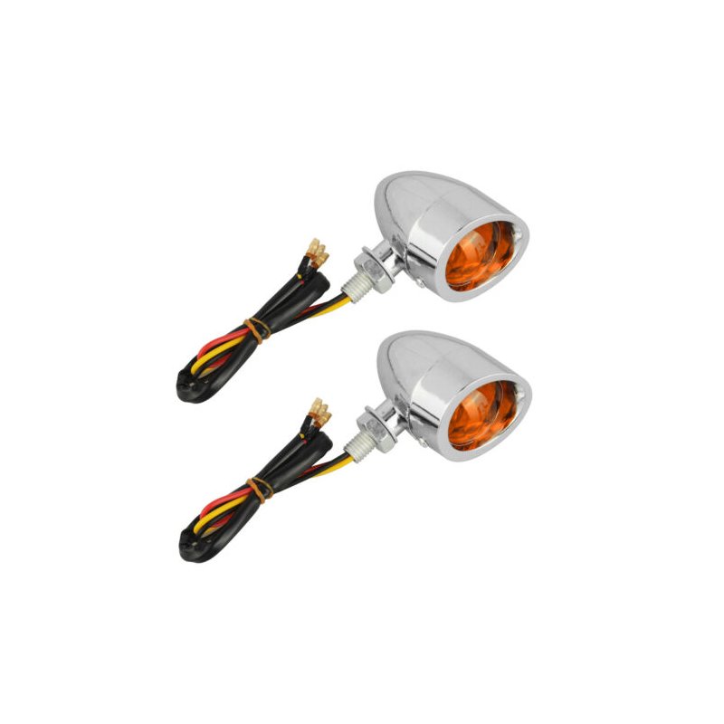 Chrome Motorcycle Turn Signal Amber Lights Indicator 