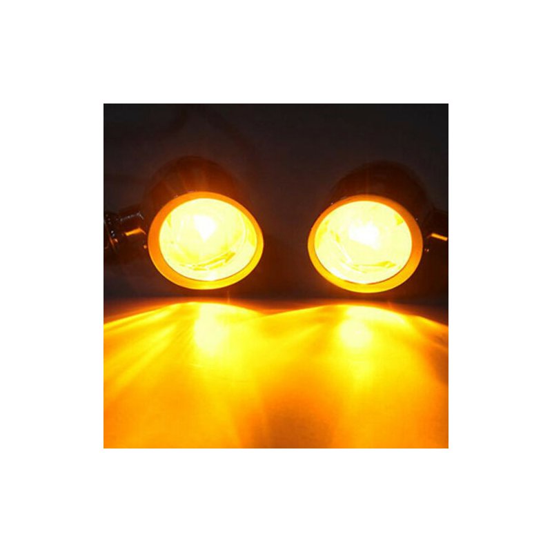 Chrome Motorcycle Turn Signal Amber Lights Indicator 