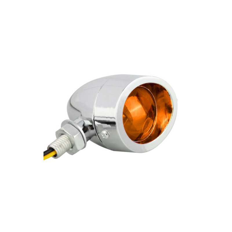 Chrome Motorcycle Turn Signal Amber Lights Indicator 