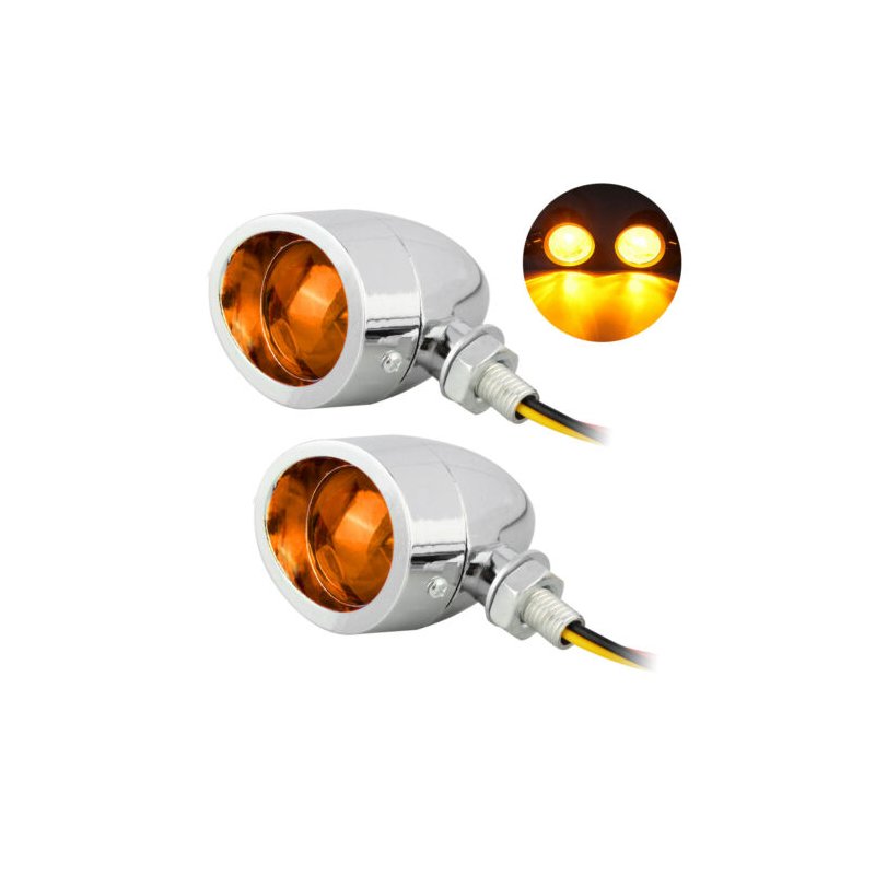 Chrome Motorcycle Turn Signal Amber Lights Indicator 