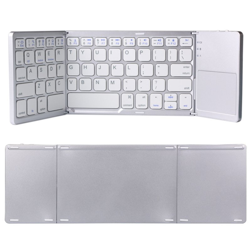 Portable Mini Three Folding Bluetooth Keyboard Wireless Foldable Touchpad Keypad for IOS/Android/Windows 