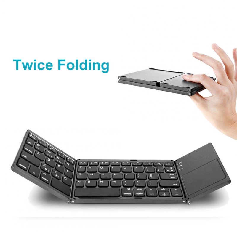 Portable Mini Three Folding Bluetooth Keyboard Wireless Foldable Touchpad Keypad for IOS/Android/Windows 