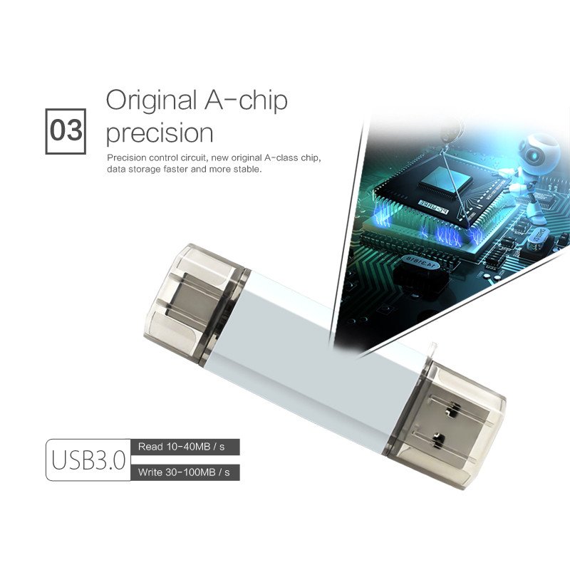 High Speed Type C USB3.1 U Disk L17- Aluminum Alloy Shell USB Flash Drive Silver_32G