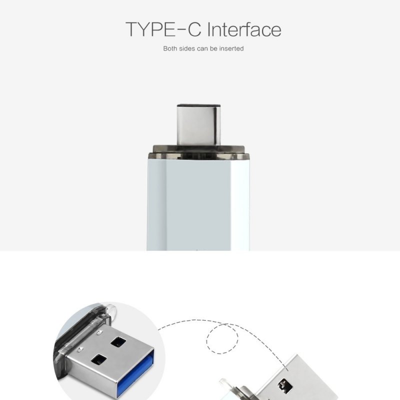 High Speed Type C USB3.1 U Disk L17- Aluminum Alloy Shell USB Flash Drive Silver_32G