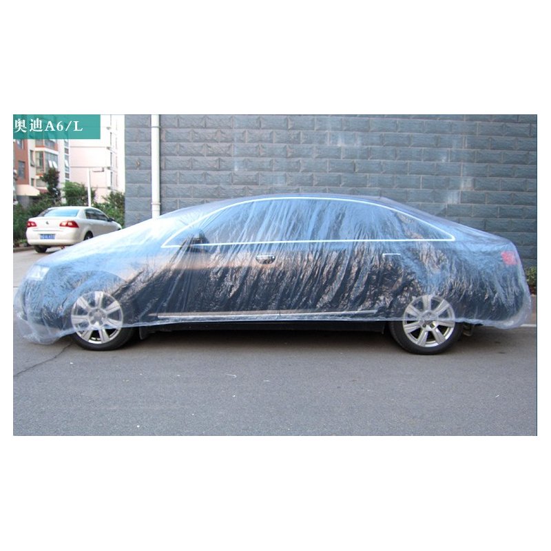 Disposable Car Cover Waterproof Transparent Plastic Dustproof Cover Car Rain Covers White transparent_L