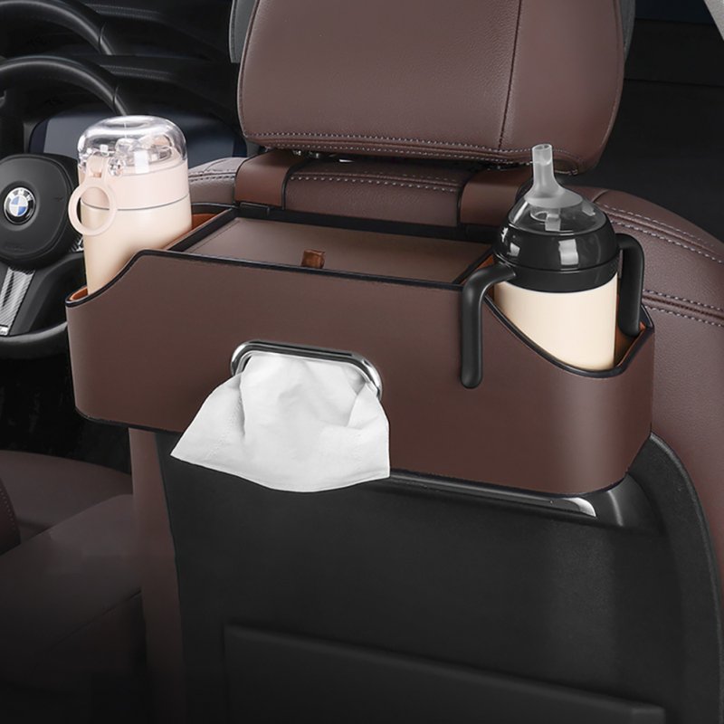 Car Headrest Backseat Organizer Partition Design Multi-functional Storage Box With Cup Holder Tissue Box Headrest Hook 