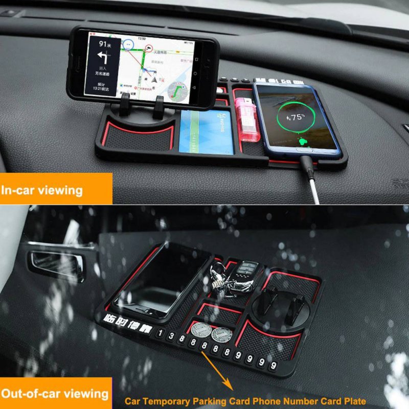 4 In 1 Multifunctional Car Phone Holder Anti-slip Pad Car Navigation Dashboard Wear-resistant Mat Car Supplies Universal Application 