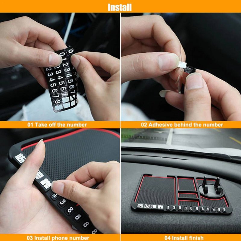 4 In 1 Multifunctional Car Phone Holder Anti-slip Pad Car Navigation Dashboard Wear-resistant Mat Car Supplies Universal Application 