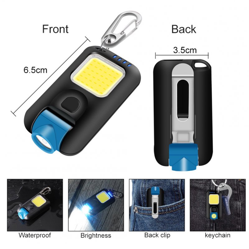 Mini Led Keychain Flashlight Multi-fuctional Usb Rechargeable Cob Work Lights Outdoor Emergency Camping Light 