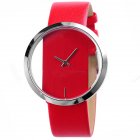 OYang Red Leather Transparent Dial Fashion Lady Girl Wrist Quartz <span style='color:#F7840C'>Watch</span>