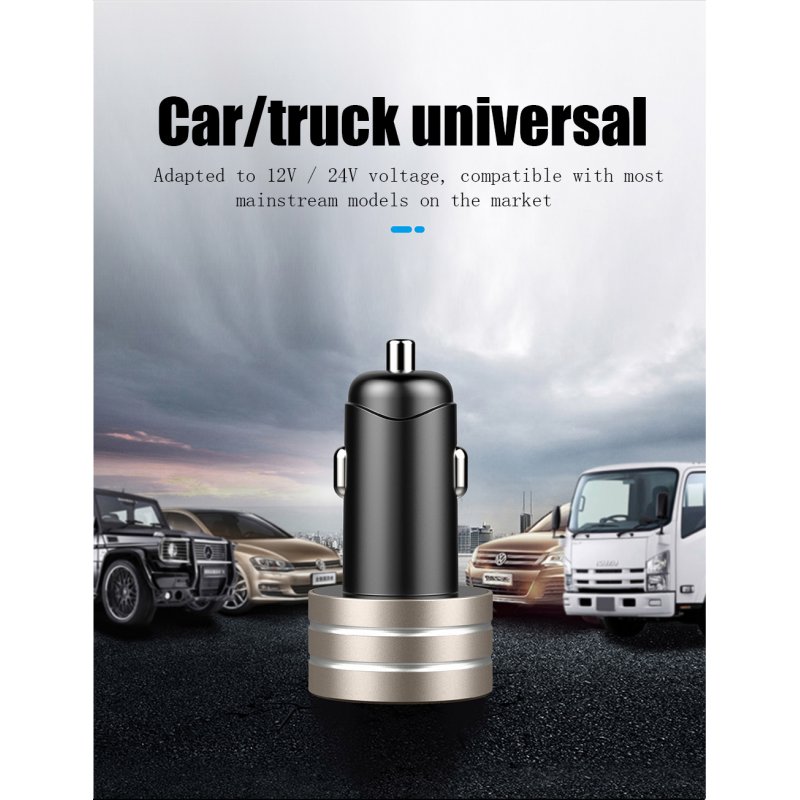 3.1A Dual USB Type-C Car Charger Fast Charging with LED Display Universal Mobile Phone Tablet  