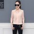Office Lady Casual Long Sleeve Chiffon Shirt Blouse Pink M