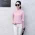 Office Lady Casual Long Sleeve Chiffon Shirt Blouse Pink M