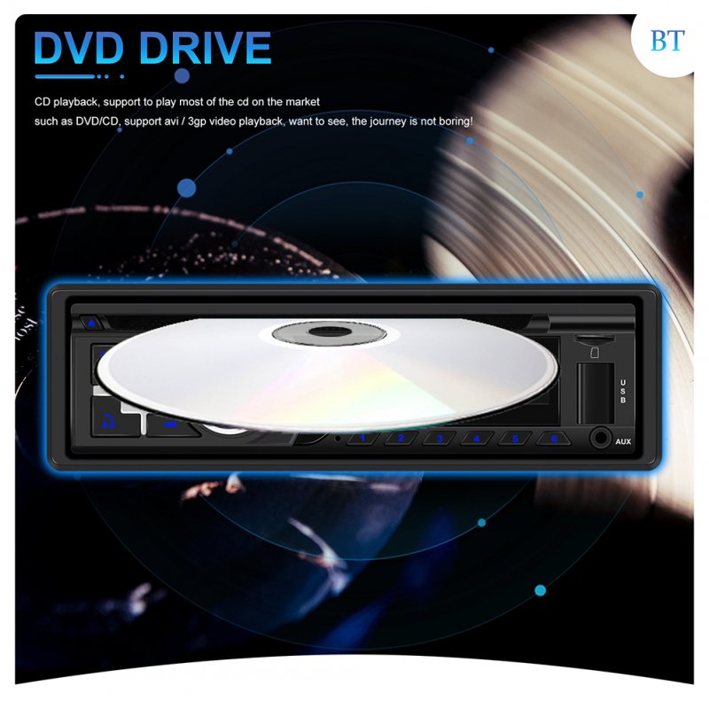 Single Din Car Stereo Dvd Player MP3 Fm/Am Radio USB/Aux/Tf Card Playback 