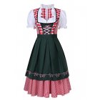 Oktoberfest Costume Bavarian Plaid Dress Halloween Party Maid Costume Dark green_M=36