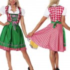 Oktoberfest Costume Bavarian Plaid Dress Halloween Party Maid Costume Bright green S 34