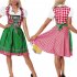 Oktoberfest Costume Bavarian Plaid Dress Halloween Party Maid Costume Bright green XL 40