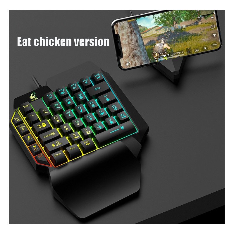 One-Handed Keyboard Left-Hand Gaming Keyboard 39-Key Full Key USB Interface Support for Backlight  Eat chicken key hat version