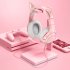 Onikuma K9 Cat Ear Gaming Headset Rgb Led Light Head mounted Chicken eating Wired Headphones With Retractable Rotating Microphone Pink