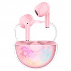 Onikuma T35 Gaming Bluetooth-compatible Headset Rgb Transparent Crack Light Enc Noise Cancelling Wireless In-ear Headphones pink