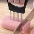 Onion Slicer Holder  Stainless Steel Vegetable Slicer Cutter  Food Slicer Assistant Tool For Slicing Fruit Lemon Vegetable Potato Tomato Meat  Dishwasher Safe o