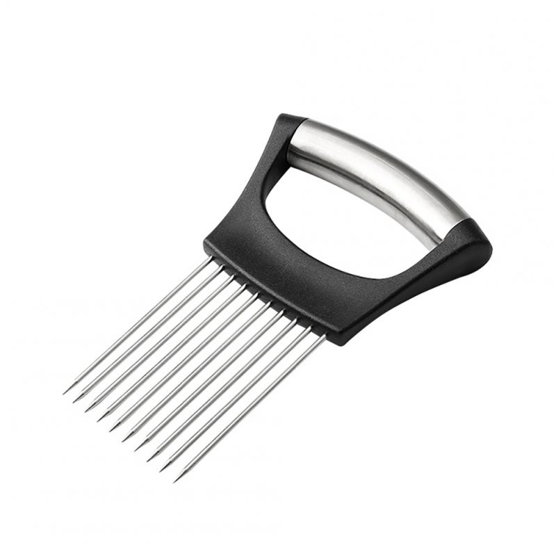 Onion Slicer Holder, Stainless Steel Vegetable Slicer Cutter, Food Slicer Assistant Tool For Slicing Fruit Lemon Vegetable Potato Tomato Meat, Dishwasher Safe onion needles