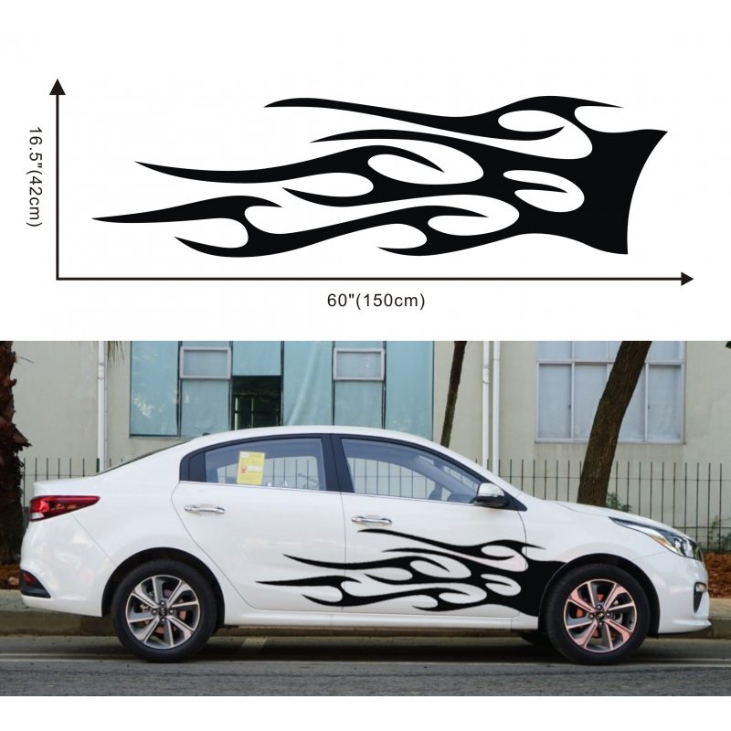 1 Pair Car Truck Totem Flame Graphics Label Side Vinyl Body Sticker Cool Waterproof Auto Sticker 