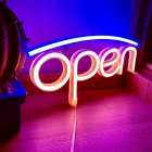 Open Sign Desktop Lamp, Bar Lamps, IP45 Waterproof, 3-AA Battery Or USB Powered Wall Night Light For Living Room, Bedroom, Bar, Children's Room 11.7x5.6x0.7in blue and  coral pink
