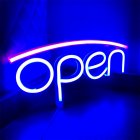 Open Sign Desktop Lamp, Bar Lamps, IP45 Waterproof, 3-AA Battery Or USB Powered Wall Night Light For Living Room, Bedroom, Bar, Children's Room 11.7x5.6x0.7in Pink on top and blue on bottom