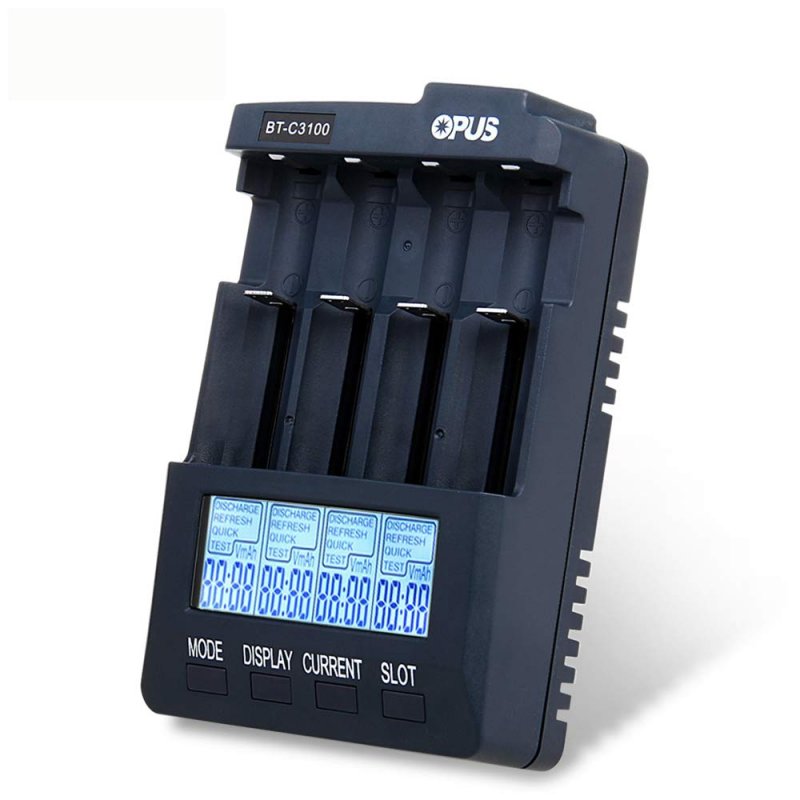 Opus BT-C3100 V2.2 Digital Intelligent 4 Slots AA/AAA LCD Battery Charger UK plug