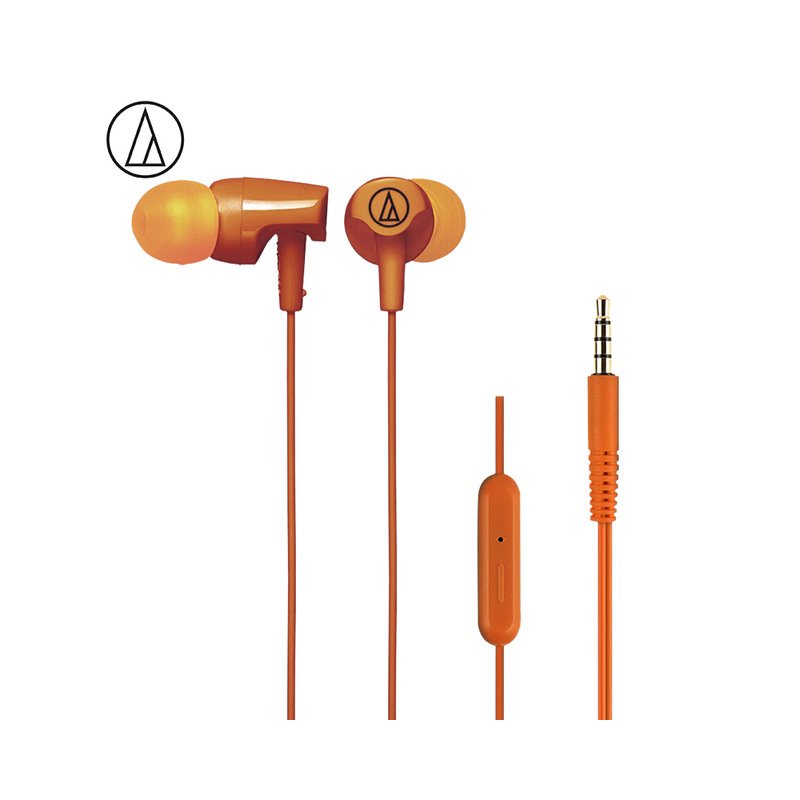 Original Audio-Technica ATH-CLR100iS Wired Earphone Ergonomic Sport Headset Remote Control Headphone Compatible With Android/iOS Cellphone Orange