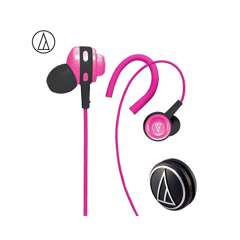 Original Audio-Technica ATH-COR150 Wired Earphone In-ear Sport Headset Adjustable Ear-hook Headphone Sweatproof Design Pink