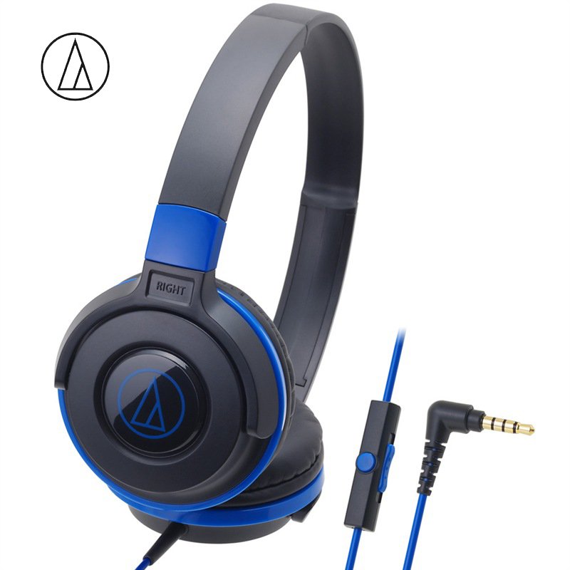 Original Audio-Technica ATH-S100iS Headset Wired Control Game Headphone with Micphone Bass Music Earphone for Cellphones Computer Blue