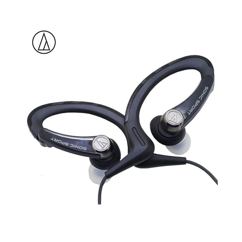 Original Audio-Technica ATH-SPORT1iS In-ear Wired Sport Earphone With Wire Control With IPX5 Waterproof For IOS Android Smartphone Black