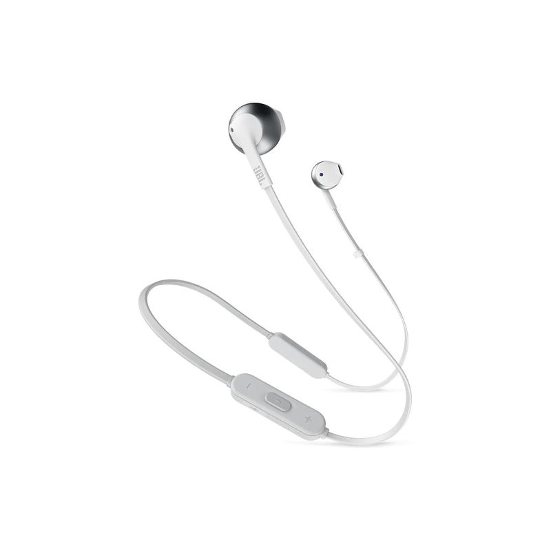 Original JBL T205bt Bluetooth-compatible Headset Wireless Semi-in-ear Headphones Ergonomic Earbuds Universal Mobile Phone Music Earplugs silver
