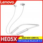 Original LENOVO HE05X Wireless Bluetooth Headset Hanging Neck Sports Bluetooth Headset White