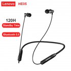 Original LENOVO He05 Wireless Neckband Earphone Bluetooth 5 0 Stereo Sports Magnetic Ipx5 Waterproof Headset black