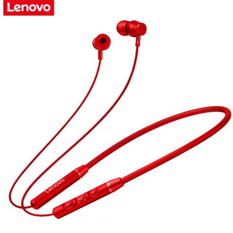 Original LENOVO QE03 V5.0 Wireless Neckband Bluetooth Earphones Sports Stereo Earbuds Magnetic In-ear Earphones red
