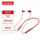 Original LENOVO XE05 Neck-type Bluetooth Headset Sports Waterproof Long Standby <span style='color:#F7840C'>Earphones</span> Red