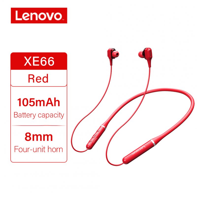 Original LENOVO Xe66 Wireless Headphones Bt5.0 Stereo Music Earphones 8d Surround Sport Headset Hands-free With Mic Red