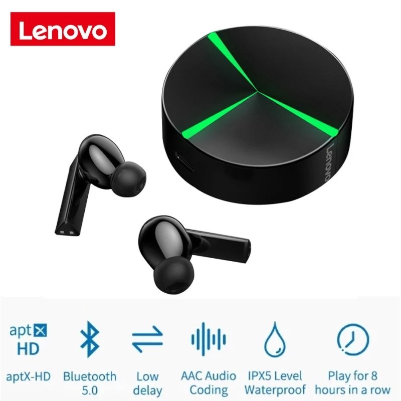 Original LENOVO Gm1 Wireless Bluetooth  Gaming  Headset Tws Earbuds Ipx5 Waterproof Touch Control With Microphone black