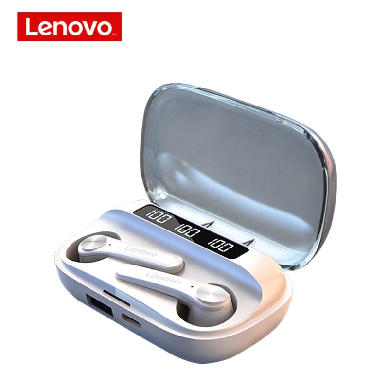 Original LENOVO QT81 Wireless Bluetooth  Earphones Long Battery Life Touch Control Earphones Ipx4 Waterproof Earbuds white