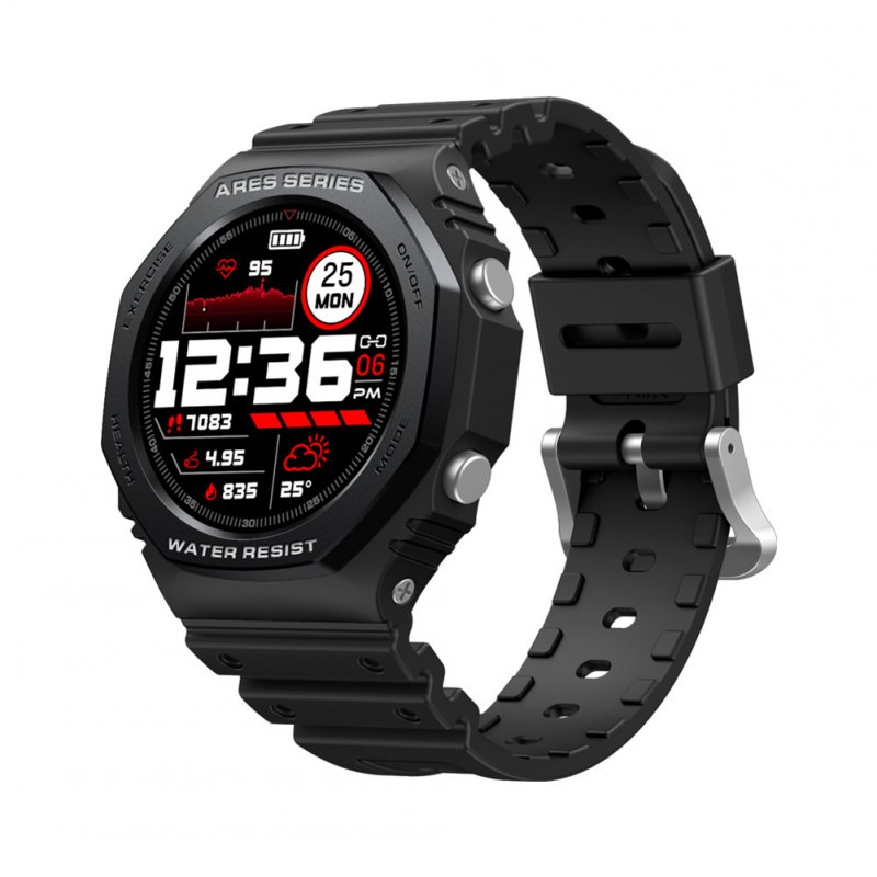 Original ZEBLAZE ARES 2 Rugged Smart Watch 1.09 Inch 50m Waterproof HD Screen Heart Rate Blood Oxygen Blood Pressure Monitoringn black