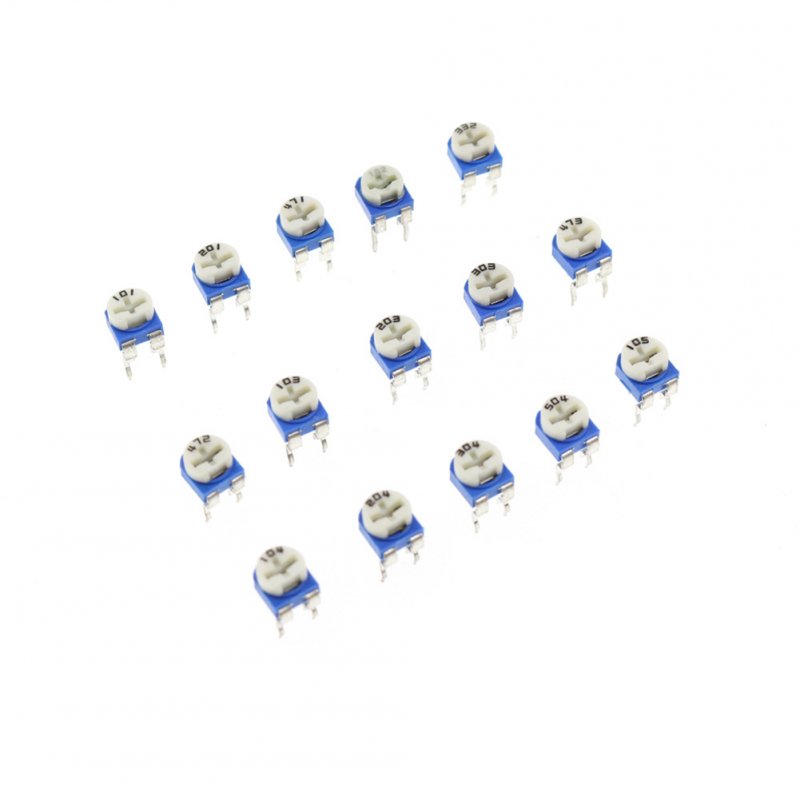 150pcs Rm065 Variable Resistor 0.1W 15 Values Adjustable 6mm Potentiometer Assortment Kit