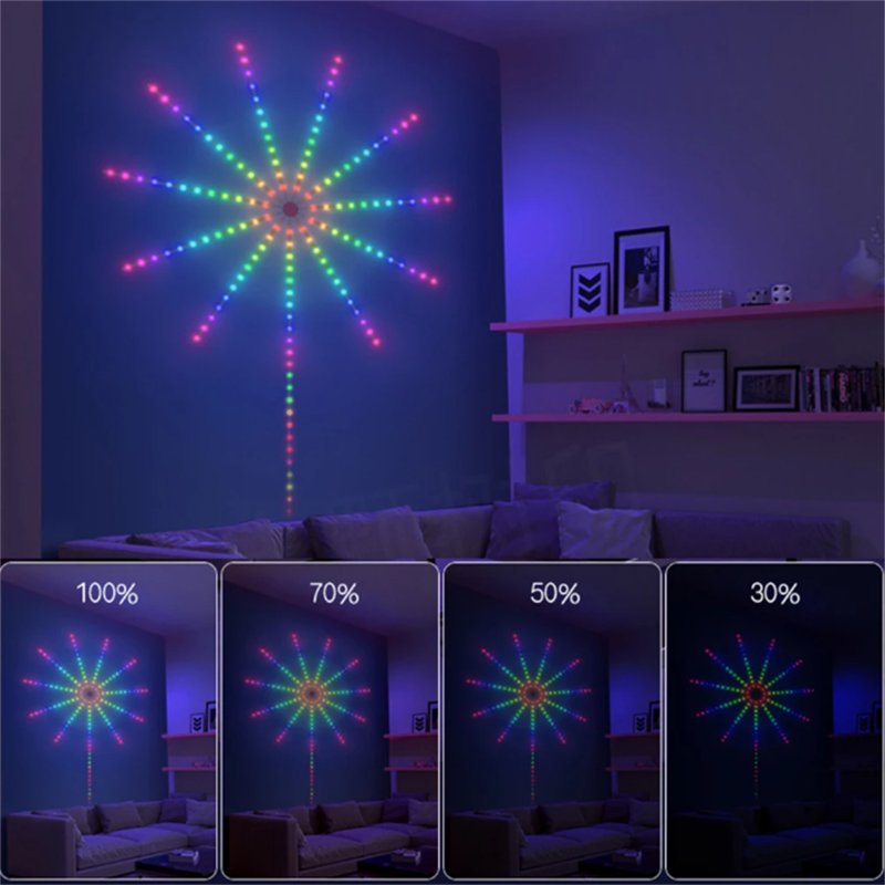 Led Fireworks Lights With Remote & APP Control 24 Modes 3 Music Modes High Brightness Firework Launch Effect Led Lights Strip