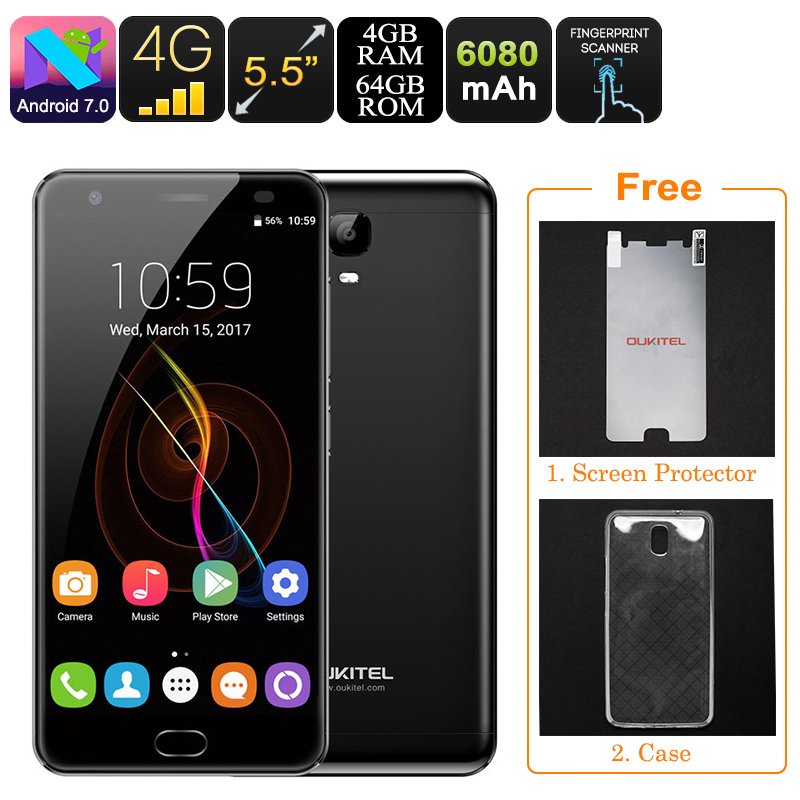 Oukitel K6000 Plus Android Phone (Black)