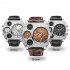 Oulm HP1349 Men Business Quartz Watch Stylish Luxury Leather Watchband Two Time Zones Wristwatch White