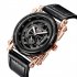 Oulm HP3399 Men PU Leather Strap Quartz Wrist Watch Two Time Zone Analog Display Sport Watch Rose gold