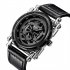Oulm HP3399 Men PU Leather Strap Quartz Wrist Watch Two Time Zone Analog Display Sport Watch Silver