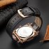 Oulm HP3399 Men PU Leather Strap Quartz Wrist Watch Two Time Zone Analog Display Sport Watch Black